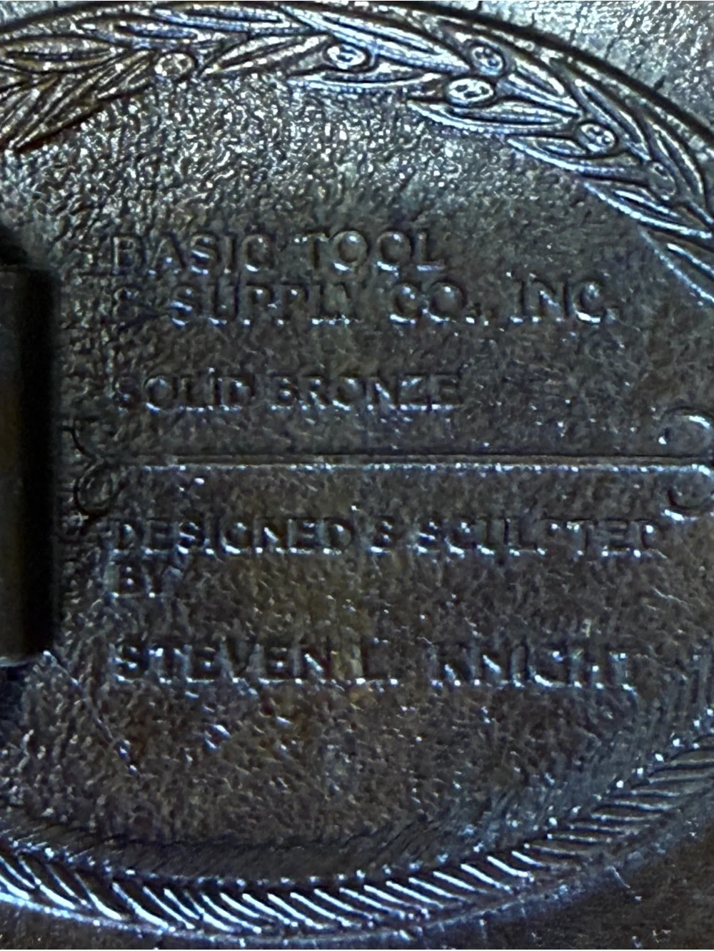 Vintage 1978 Sculpted  Steven L knight  Bronze Belt Buckle With Leather  Belt